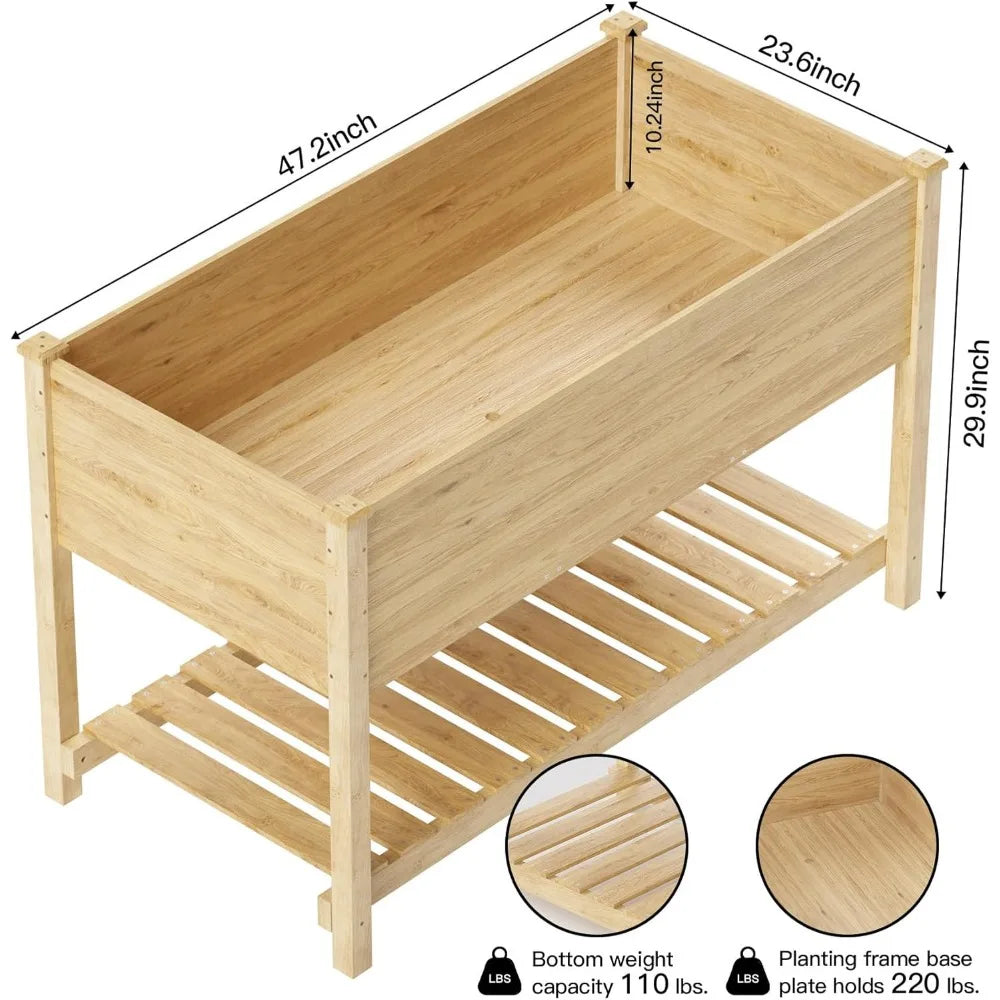 4 pcs Raised Garden Bed with Legs, Elevated Cedar Wood Box with Storage Shelf