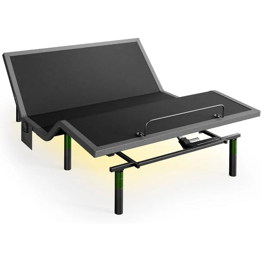 Queen Adjustable Bed Base Frame, 4 USB Ports, Wireless Remote Control.