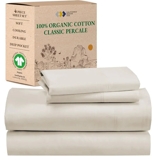 Soft Cooling Sheets King Size Sheets Deep Pockets 100% Organic Cotton