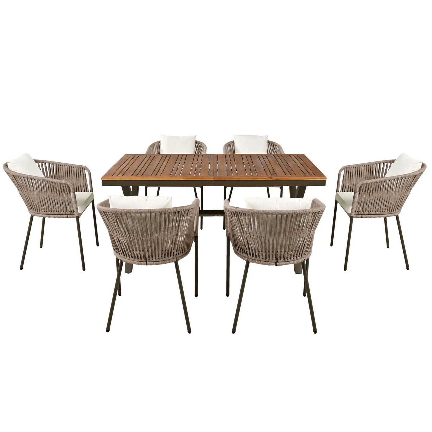 7 Pieces Patio Dining Set, All-Weather Outdoor Furniture Set with table and chairs