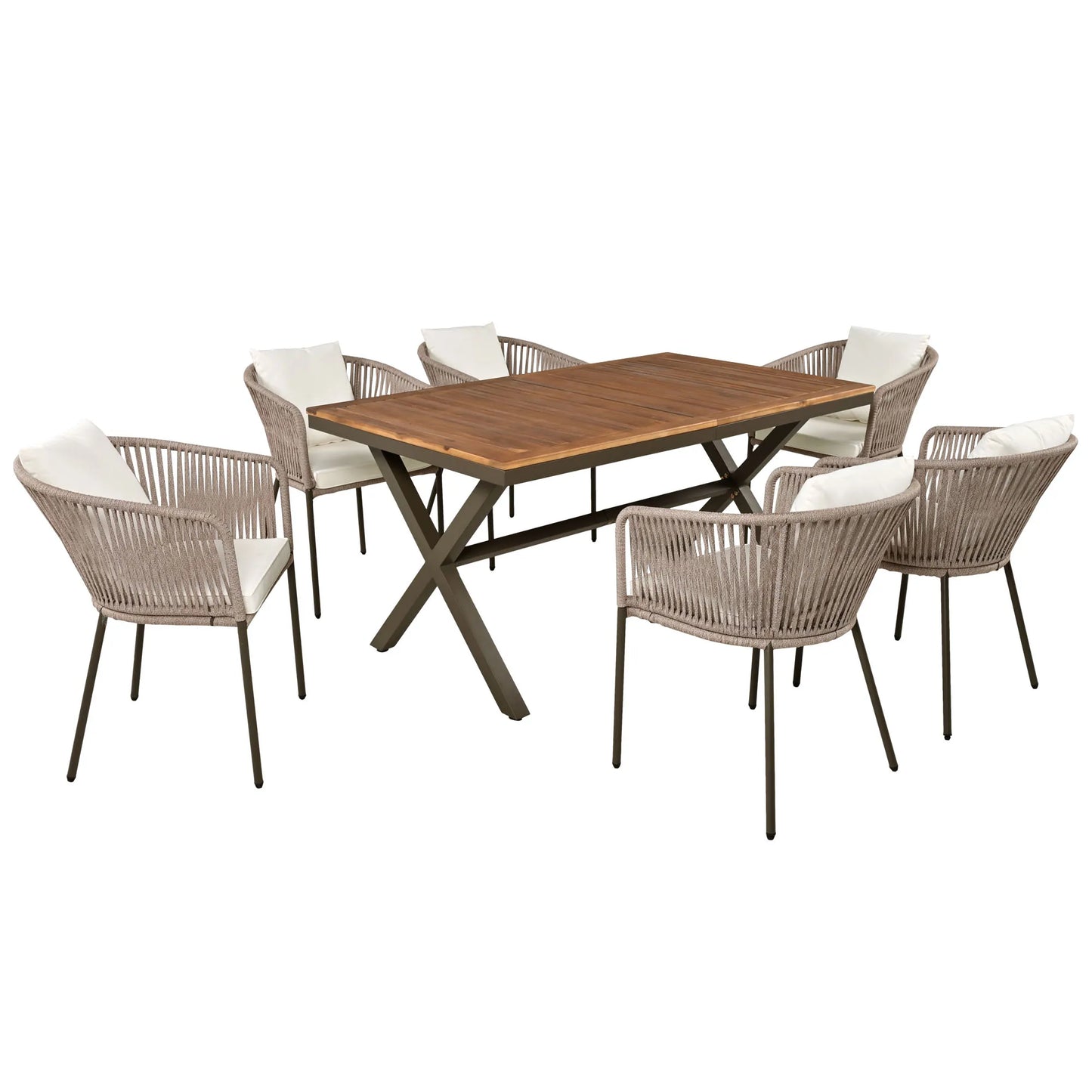 7 Pieces Patio Dining Set, All-Weather Outdoor Furniture Set with table and chairs