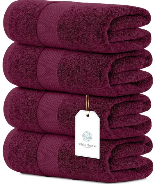 Absorbent Large Set of 4 Ultra Soft 700 GSM Cotton Quick Dry Bath Towels