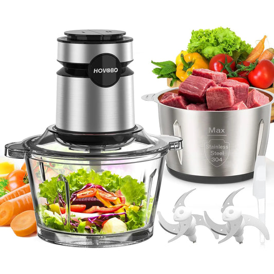 500W Electric Food Processor, Glass Bowl
