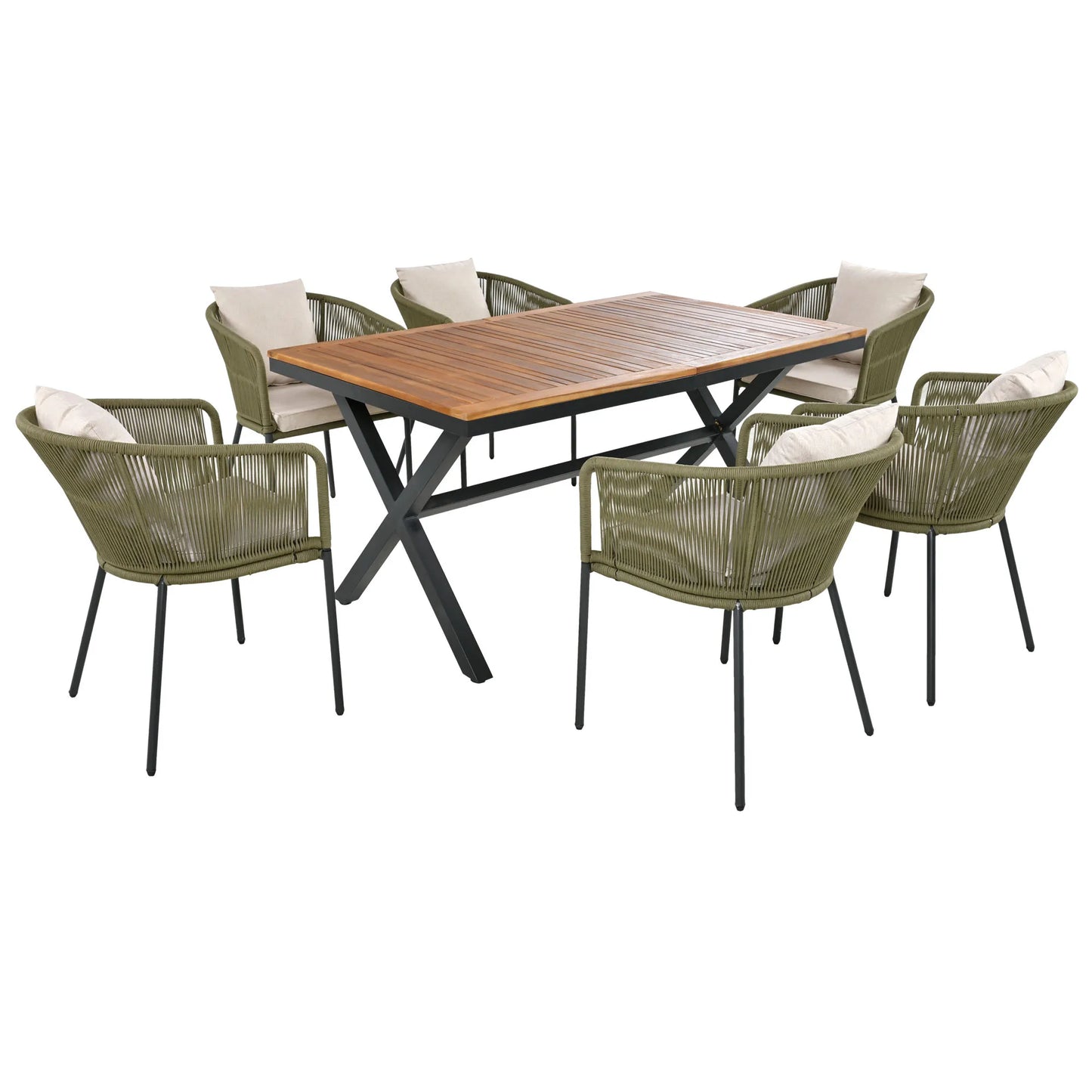 7 Pieces Patio Dining Set, All-Weather Outdoor Furniture Set with table and chairs