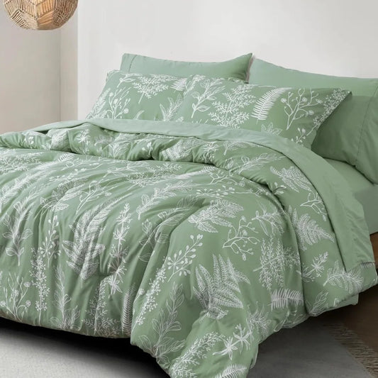7 Pieces California King Bed in A Bag, Ultra Soft Comforter Set & Sheet Set, Reversible.
