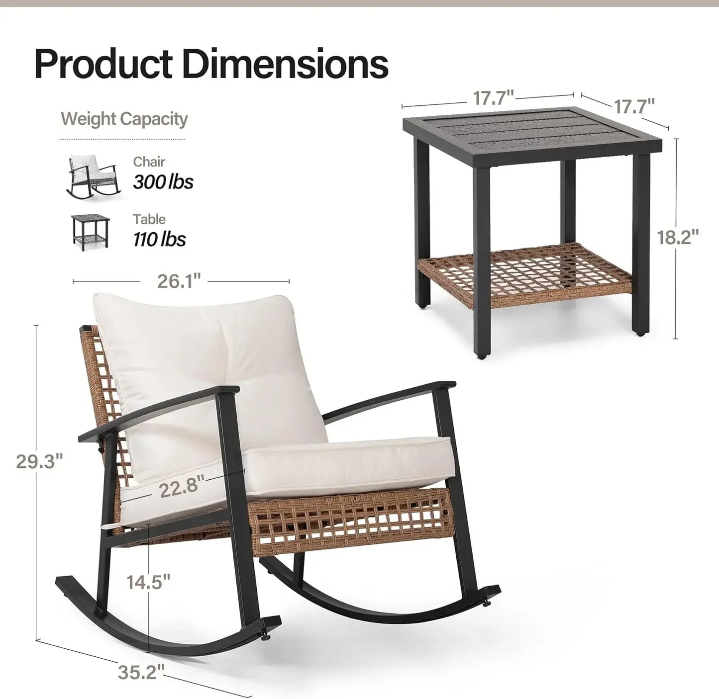 3 Pieces Rocking Bistro Set
