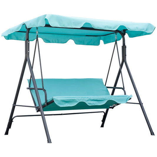 Swing Hammock Bench Chair, Steel 3-Seat W/ Adjustable Canopy