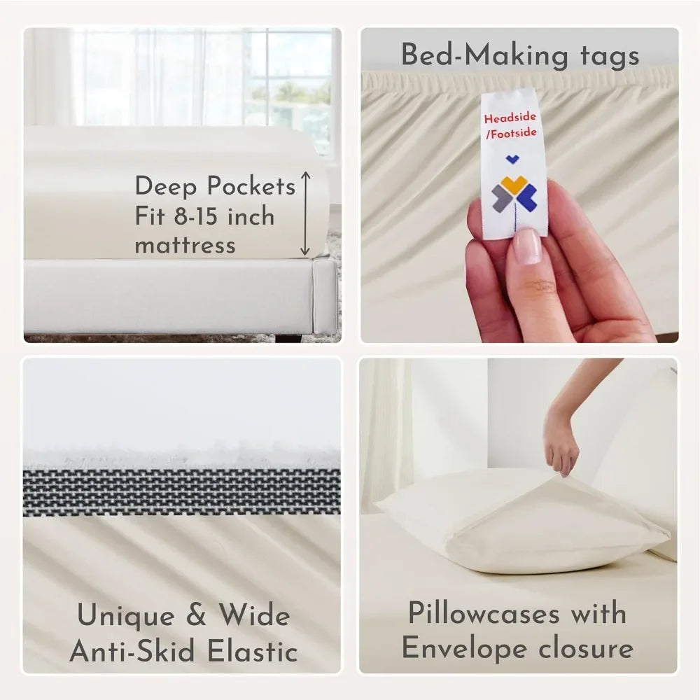 Soft Cooling Sheets King Size Sheets Deep Pockets 100% Organic Cotton