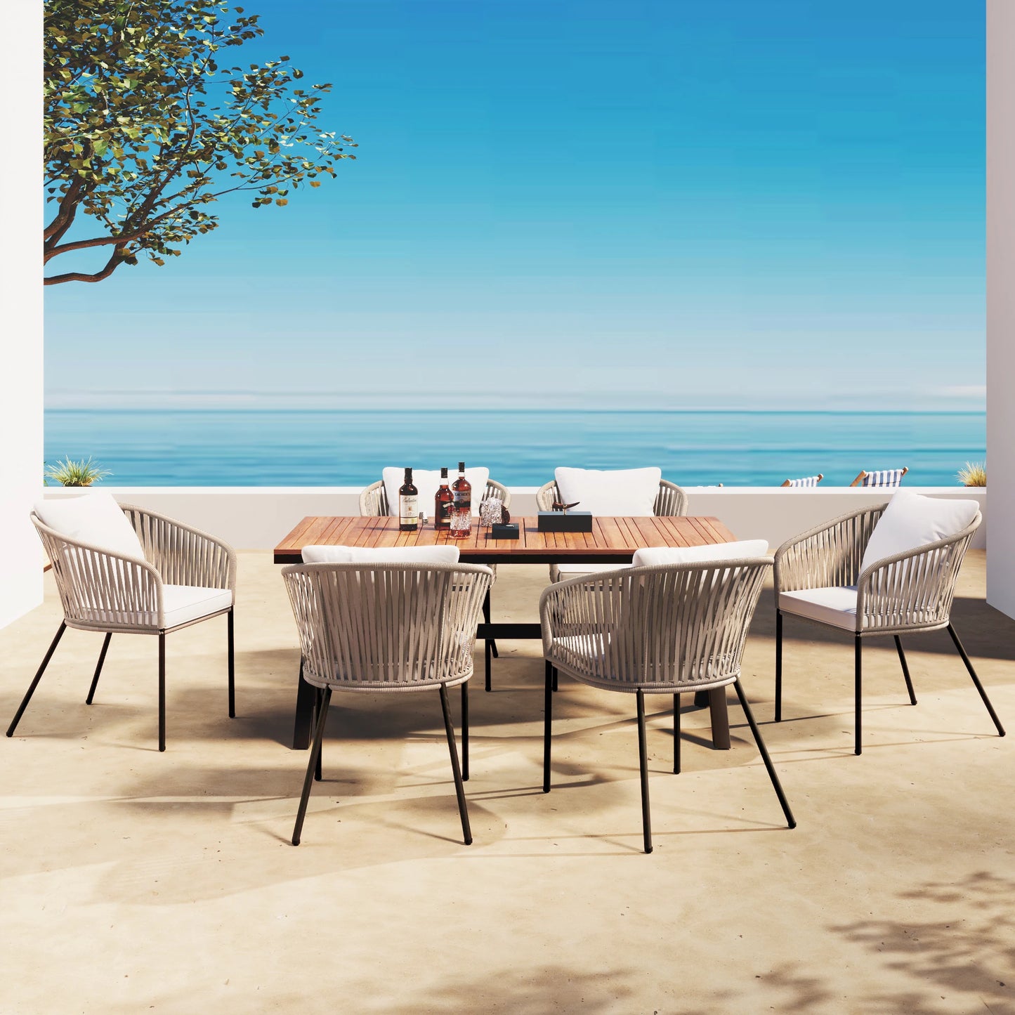 7 Pieces Patio Dining Set, All-Weather Outdoor Furniture Set with table and chairs