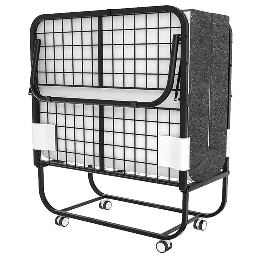 Folding Bed with Mattress Guest Beds, Cot Size Rollaway Beds for Adults with Luxurious Memory 5 Inch Foam Mattress