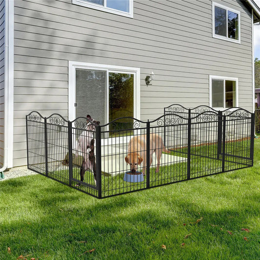 Metal Dog Foldable 8 Panel Fence with Gate for Indoor/ Outdoor