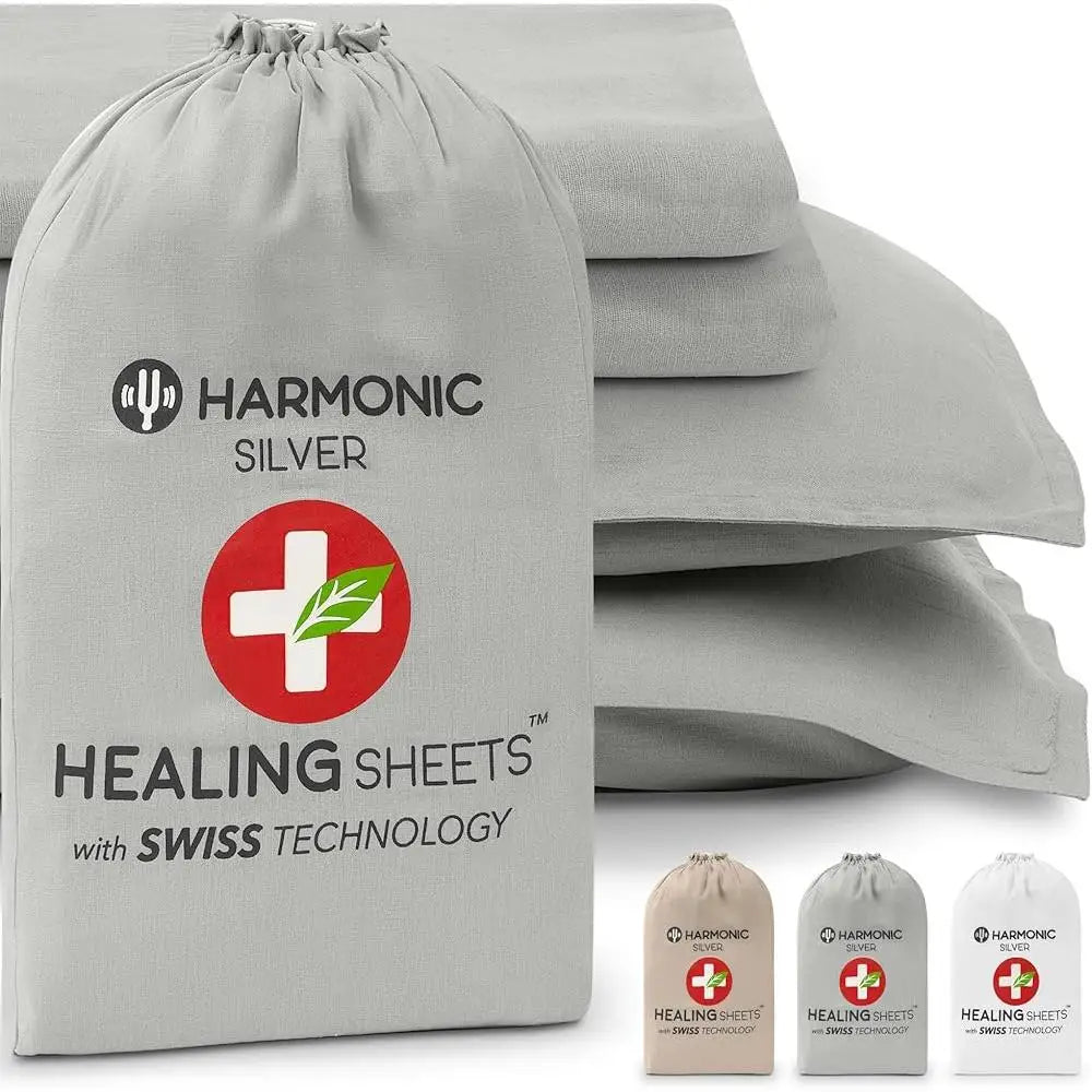 Silver Ion Linen Bed Sheet Set Eucalyptus Cooling Soft Breathable Moisture Wicking, Deep Pocket, Hypoallergenic