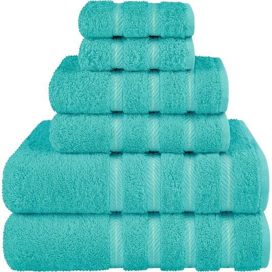 Luxury 6 Piece Towel Set, 2 Bath Towels 2 Hand Towels 2 Washcloths,100% Cotton Turkish