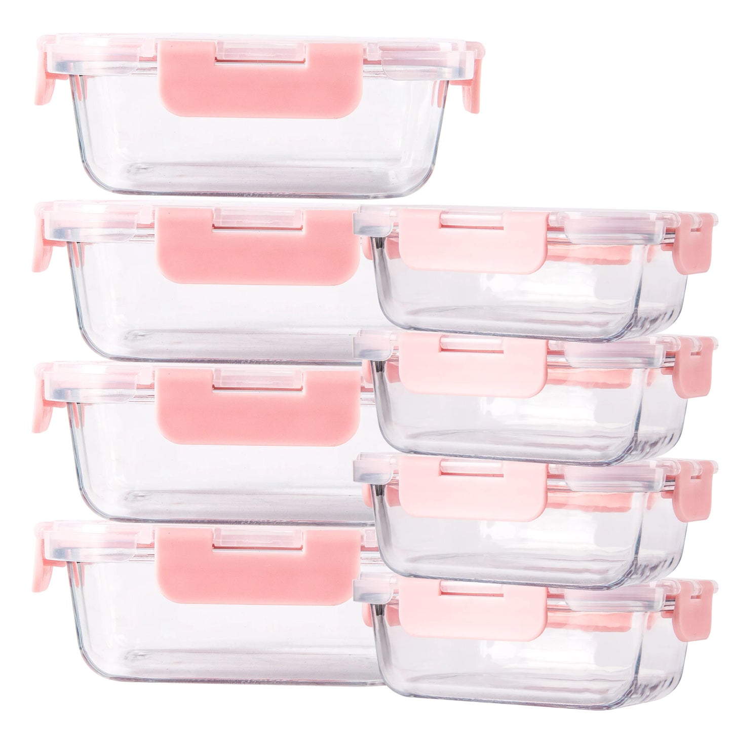 BPA free, 8-Piece Glass Food Storage Containers Set, Leakproof, Microwave & Oven Safe